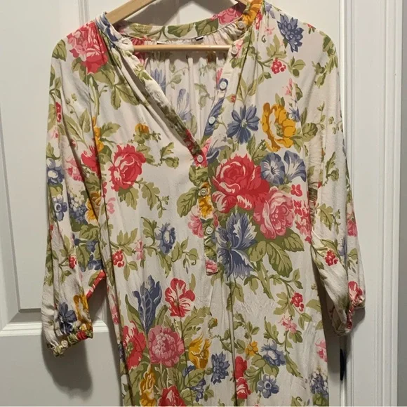 ZARA ECRU FLORL PRINT MIDI FLOWING DRESS - Picture 6 of 13